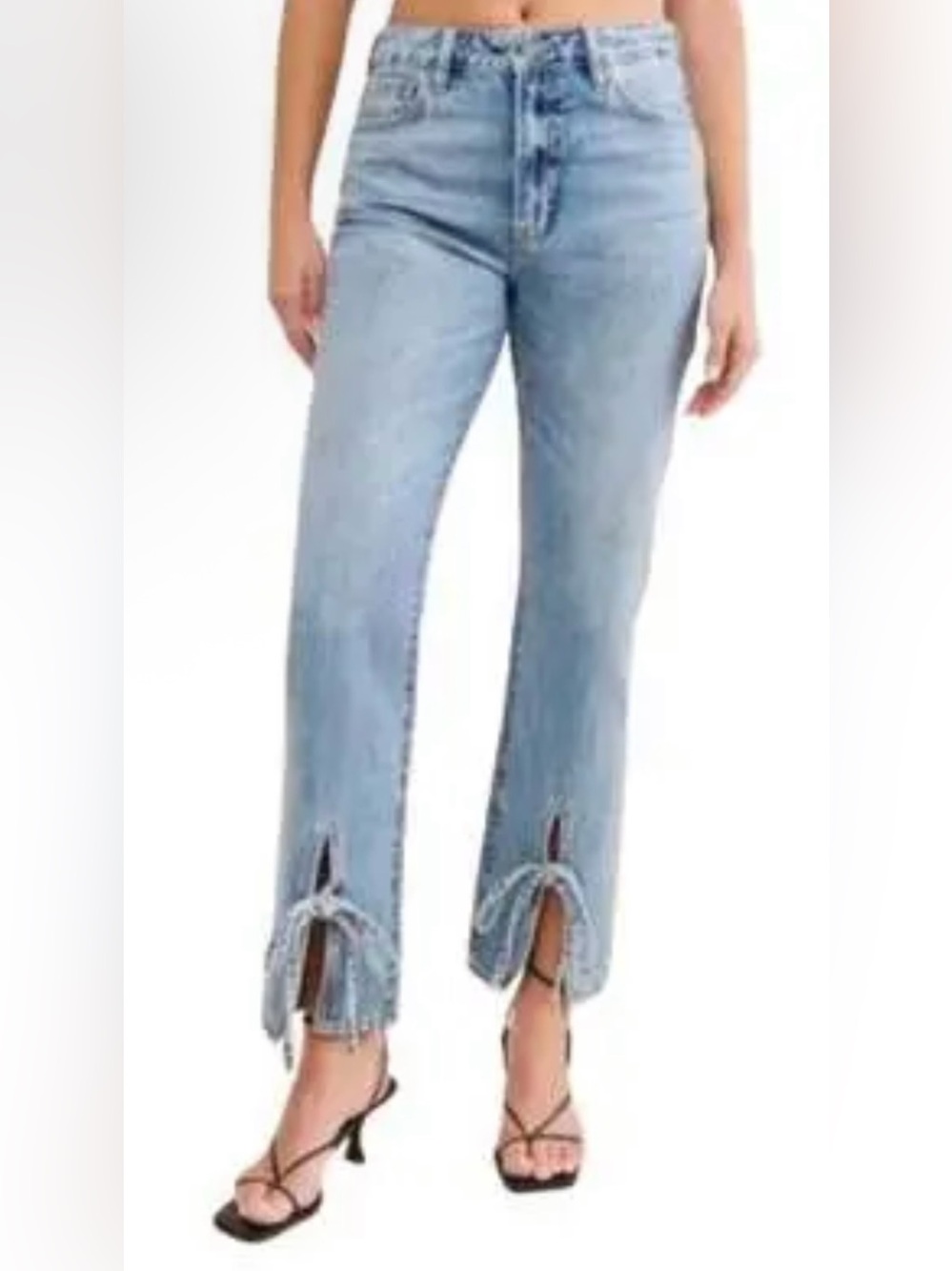 Hidden Light Wash Straight Leg with Tie-Hem Jeans - Size 26